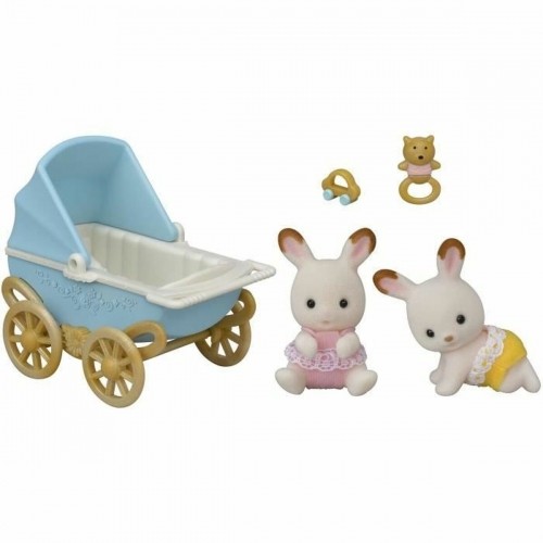 Playset Sylvanian Families Chocolate Bunny Twins and Double Stroller image 2