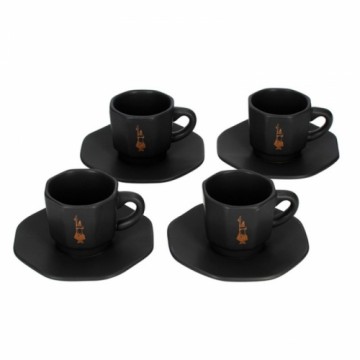 Octagonal Espresso Cups Set of 4 Bialetti Perfetto Moka, black