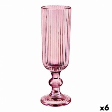 Vivalto Šampanieša glāze Strīpas Rozā Stikls 160 ml (6 gb.)