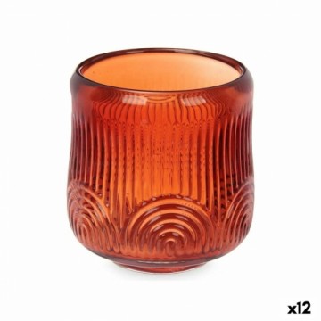 Gift Decor Svečturis Strīpas Oranžs Stikls 9 x 9,5 x 9 cm (12 gb.)