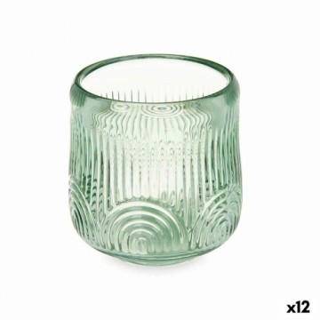 Gift Decor Svečturis Strīpas Zaļš Stikls 9 x 9,5 x 9 cm (12 gb.)
