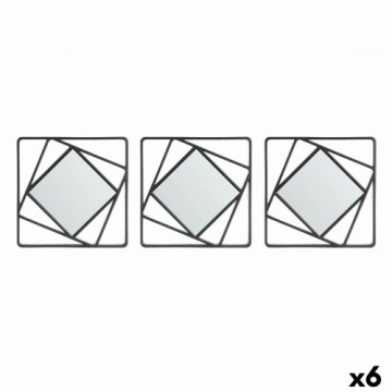 Gift Decor Spoguļu Komplekts Kvadrāta Abstrakts Melns polipropilēns 78 x 26 x 2,5 cm (6 gb.)