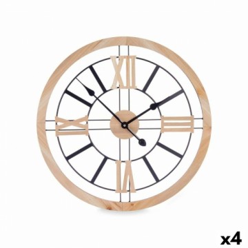 Gift Decor Настенное часы Чёрный Металл Деревянный MDF 60 x 60 x 4,5 cm (4 штук)