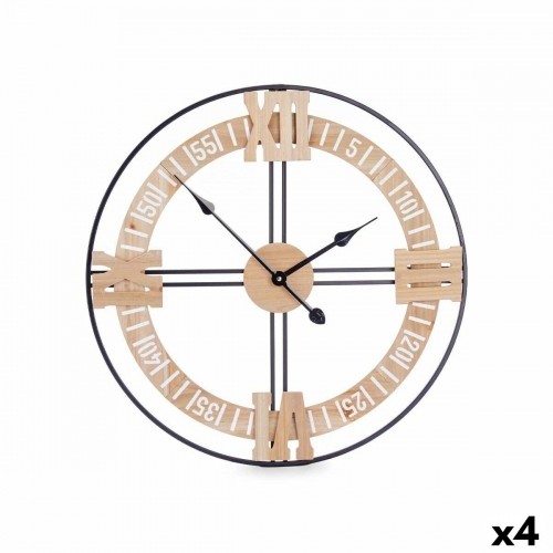 Gift Decor Sienas pulkstenis Melns Metāls Koks MDF 60 x 60 x 5 cm (4 gb.) image 1