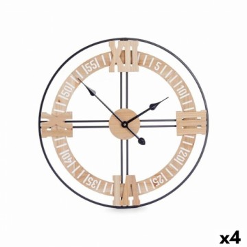 Gift Decor Sienas pulkstenis Melns Metāls Koks MDF 60 x 60 x 5 cm (4 gb.)