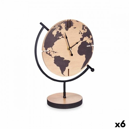 Gift Decor Настольные часы Pasaules Karte Melns Metāls Koks MDF 22,5 x 30,5 x 12 cm (6 gb.) image 1