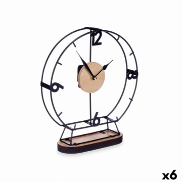 Gift Decor Настольные часы Чёрный Металл Деревянный MDF 26 x 29 x 7 cm (6 штук)
