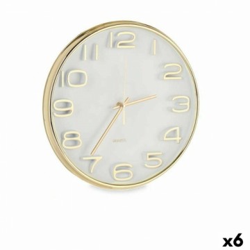 Gift Decor Настенное часы Квадратный Круглый Позолоченный Cтекло Пластик 33 x 33 x 5,5 cm (6 штук)