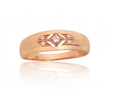 Золотое кольцо #1101152(Au-R)_CZ, Красное Золото 585°, Цирконы, Размер: 17.5, 1.53 гр.