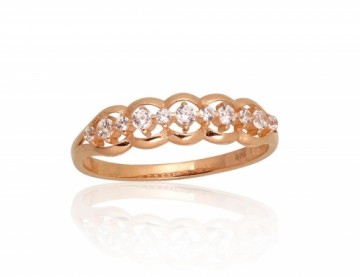 Золотое кольцо #1100953(Au-R)_CZ, Красное Золото 585°, Цирконы, Размер: 19.5, 1.73 гр.