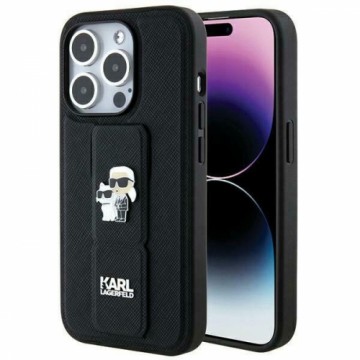 Karl Lagerfeld KLHCP14XGSAKCPK iPhone 14 Pro Max 6.7" czarny|black hardcase Gripstand Saffiano Karl&Choupette Pins