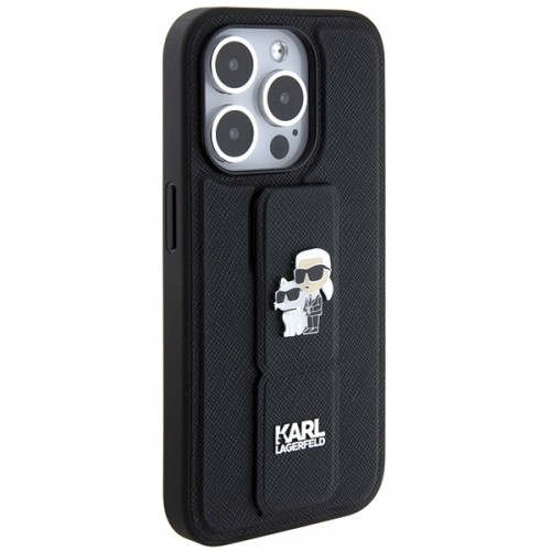 Karl Lagerfeld KLHCP14LGSAKCPK iPhone 14 Pro 6.1" czarny|black hardcase Gripstand Saffiano Karl&Choupette Pins image 4