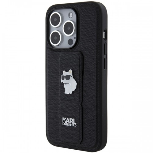 Karl Lagerfeld KLHCP14LGSACHPK iPhone 14 Pro 6.1" czarny|black hardcase Gripstand Saffiano Choupette Pins image 2