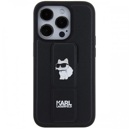 Karl Lagerfeld KLHCP14LGSACHPK iPhone 14 Pro 6.1" czarny|black hardcase Gripstand Saffiano Choupette Pins image 3