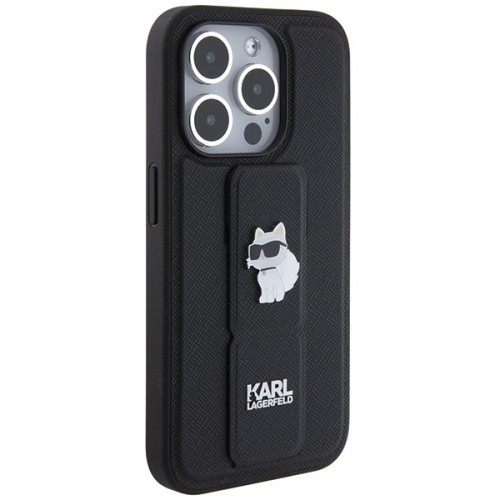 Karl Lagerfeld KLHCP14LGSACHPK iPhone 14 Pro 6.1" czarny|black hardcase Gripstand Saffiano Choupette Pins image 4