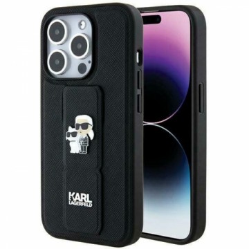 Karl Lagerfeld KLHCP13LGSAKCPK iPhone 13 Pro | 13 6.1" czarny|black hardcase Gripstand Saffiano Karl&Choupette Pins