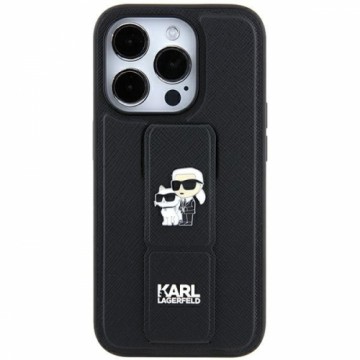 Karl Lagerfeld KLHCN61GSAKCPK iPhone 11 | Xr 6.1" czarny|black hardcase Gripstand Saffiano Karl&Choupette Pins