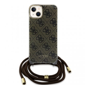 Guess IML 4G Printed Crossbody Case for iPhone 15 Brown