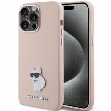 Karl Lagerfeld KLHCP15XSMHCNPP iPhone 15 Pro Max 6.7" różowy|pink Silicone Choupette Metal Pin
