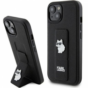 Karl Lagerfeld KLHCP15SGSACHPK iPhone 15 6.1" czarny|black hardcase Gripstand Saffiano Choupette Pins