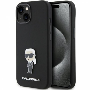Karl Lagerfeld KLHCP15MSMHKNPK iPhone 15 Plus 6.7" czarny|black Silicone Ikonik Metal Pin