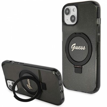 Guess GUHMP15MHRSGSK iPhone 15 Plus 6.7" czarny|black hardcase Ring Stand Script Glitter MagSafe