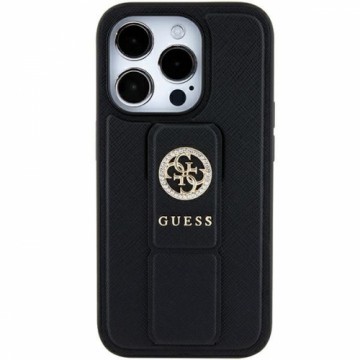 Guess GUHCP15SPGSSADK iPhone 15 6.1" czarny|black hardcase Grip Stand 4G Saffiano Strass