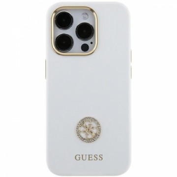 Guess GUHCP15SM4DGPH iPhone 15 6.1" biały|white hardcase Silicone Logo Strass 4G