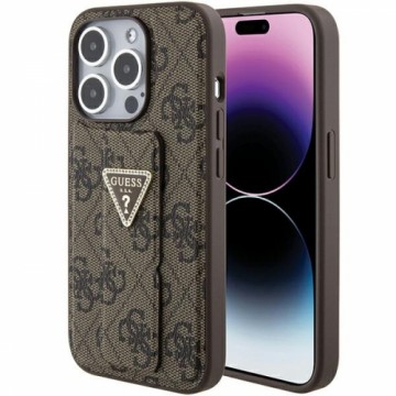 Guess GUHCP15LPGS4TDW iPhone 15 Pro 6.1" brązowy|brown hardcase Grip Stand 4G Triangle Strass