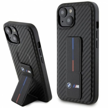 BMW BMHCP15SGSPCCK iPhone 15 6.1" czarny|black hardcase Grip Stand Smooth & Carbon