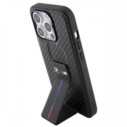 BMW BMHCP15LGSPCCK iPhone 15 Pro 6.1" czarny|black hardcase Grip Stand Smooth & Carbon image 2