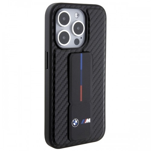 BMW BMHCP15LGSPCCK iPhone 15 Pro 6.1" czarny|black hardcase Grip Stand Smooth & Carbon image 5