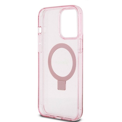 Guess IML Ring Stand Glitter MagSafe Case for iPhone 15 Pro Max Pink image 5