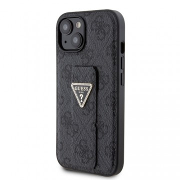 Guess PU Grip Stand 4G Strass Triangle Metal Logo Case for iPhone 15 Black