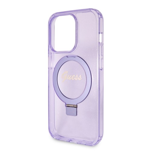 Guess IML Ring Stand Glitter MagSafe Case for iPhone 15 Pro Purple image 5