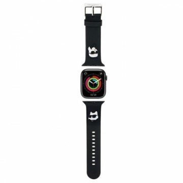 Karl Lagerfeld Pasek KLAWMSLKCNK Apple Watch 38|40|41mm czarny|black strap 3D Rubber Karl&Choupette Heads