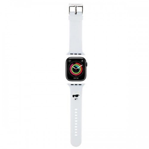 Karl Lagerfeld Pasek KLAWMSLCNH Apple Watch 38|40|41mm biały|white strap 3D Rubber Choupette Heads image 1