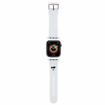 Karl Lagerfeld Pasek KLAWMSLCNH Apple Watch 38|40|41mm biały|white strap 3D Rubber Choupette Heads