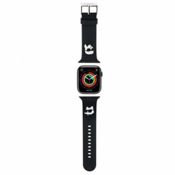 Karl Lagerfeld Pasek KLAWLSLKCNK Apple Watch 42|44|45|49mm czarny|black strap 3D Rubber Karl&Choupette Heads