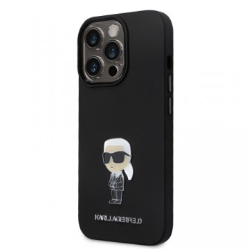 Karl Lagerfeld Liquid Silicone Metal Ikonik Case for iPhone 15 Pro Black