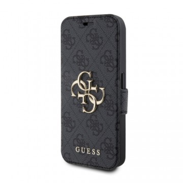 Guess PU Leather 4G Metal Logo Book Case for iPhone 15 Pro Max Grey