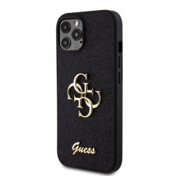Guess PU Fixed Glitter 4G Metal Logo Case for iPhone 12|12 Pro Black