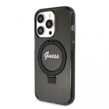 Guess IML Ring Stand Glitter MagSafe Case for iPhone 15 Pro Max Black