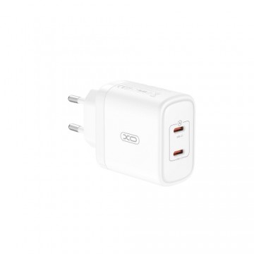 XO wall charger CE08 PD 50W 2x USB-C white
