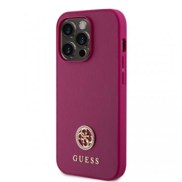 Guess PU 4G Strass Metal Logo Case for iPhone 15 Pro Max Pink
