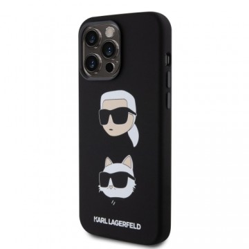 Karl Lagerfeld Liquid Silicone Karl and Choupette Heads Case for iPhone 15 Pro Max Black