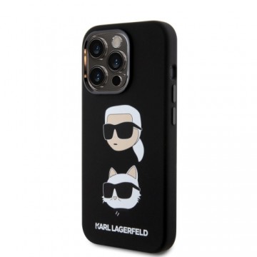 Karl Lagerfeld Liquid Silicone Karl and Choupette Heads Case for iPhone 15 Pro Black