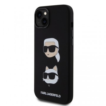 Karl Lagerfeld Liquid Silicone Karl and Choupette Heads Case for iPhone 15 Plus Black