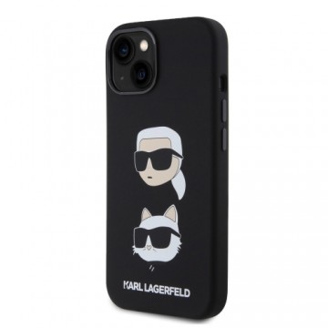 Karl Lagerfeld Liquid Silicone Karl and Choupette Heads Case for iPhone 15 Black