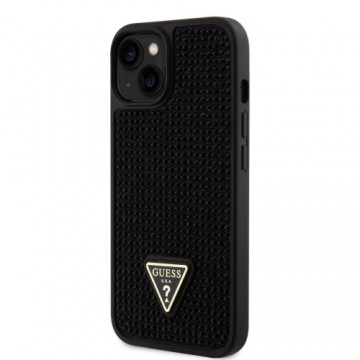 Guess Rhinestones Triangle Metal Logo Case for iPhone 15 Black